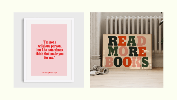 Book themed wall prints